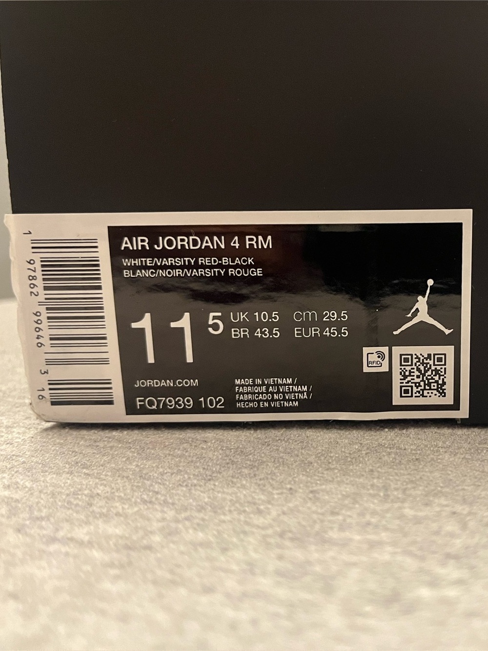 Nike Air Jordan 4 RM White Varsity Fire Red Black Mens Shoe Size 11.5 FQ7939-102 - Picture 11 of 12